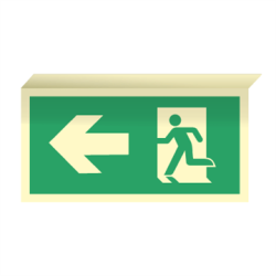 Skilt Flugtvejsskilt til loftmontage Ndudgang (dobbeltsidet) Efterlysende plast 150 x 300 mm