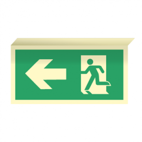 Skilt Flugtvejsskilt til loftmontage Ndudgang (dobbeltsidet) Efterlysende plast 150 x 300 mm