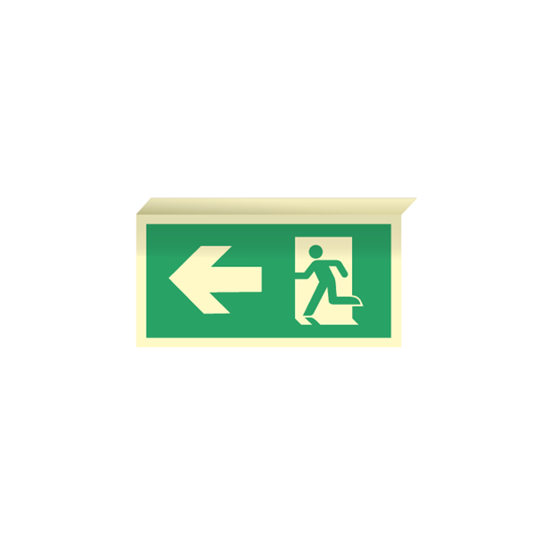 Skilt Flugtvejsskilt til loftmontage N�dudgang (dobbeltsidet) Efterlysende plast 150 x 300 mm