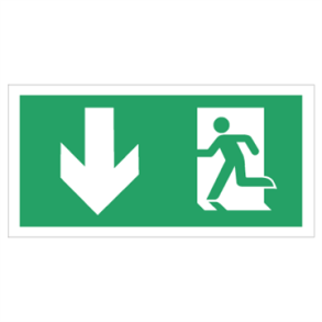 Skilt Flugtvejsskilt og Ndudgangsskilt med pil ned