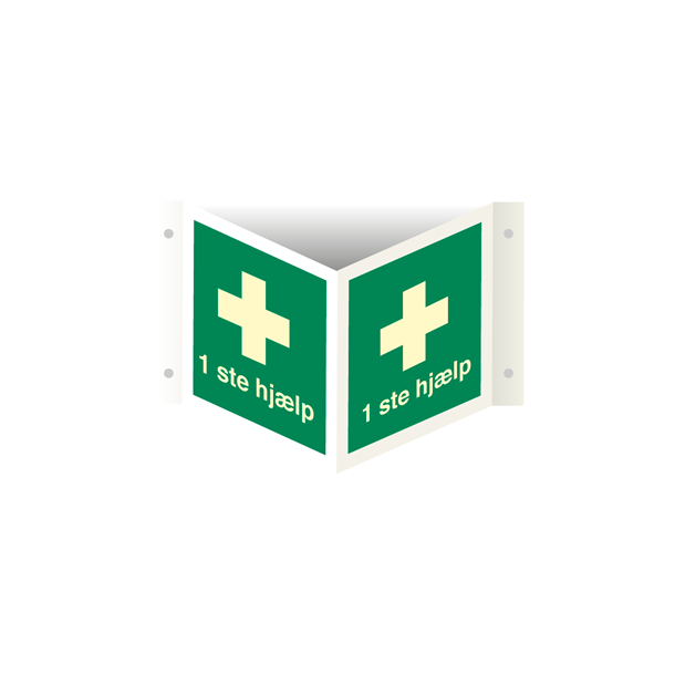 Skilt Flugtvejsskilt Efterlysende Vinkelskilt 1ste hj�lp 