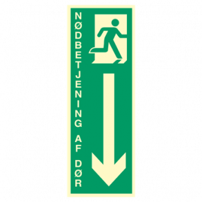 Skilt Flugtvejsskilt Ndbetjening af dr 105 x 297 mm Ned