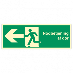 Skilt Flugtvejsskilt Ndbetjening af dr 105 x 297 mm Venstre