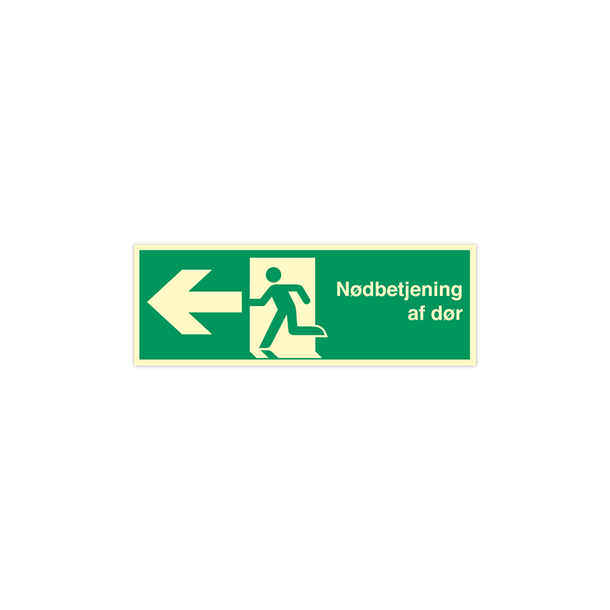 Skilt Flugtvejsskilt N�dbetjening af d�r 105 x 297 mm Venstre
