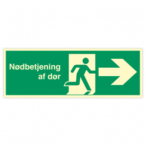 Skilt Flugtvejsskilt Ndbetjening af dr 105 x 297 mm Hjre