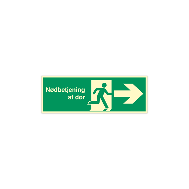 Skilt Flugtvejsskilt N�dbetjening af d�r 105 x 297 mm H�jre