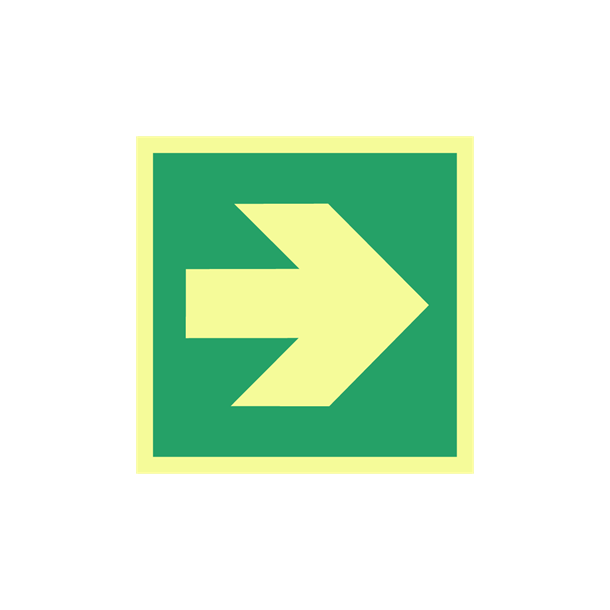 Skilt Flugtvejsskilt Retningspil h�jre