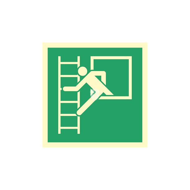 Skilt Flugtvejsskilt 200 x 200mm Redningsvindue med ndstige