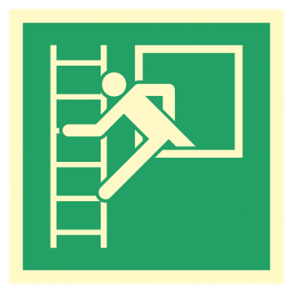 Skilt Flugtvejsskilt 150 x 150 mm Redningsvindue med fast ndstige