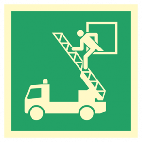Skilt Flugtvejsskilt 200 x 200mm Redningsvindue til stigeredning