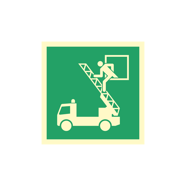 Skilt Flugtvejsskilt 200 x 200mm Redningsvindue til stigeredning