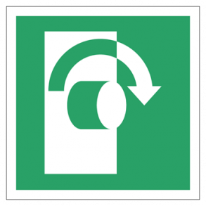 Skilt Flugtvejsskilt Vrid mod hjre for bning