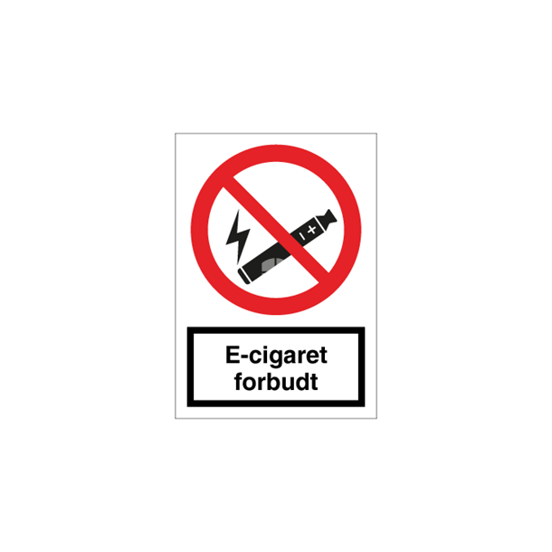 Skilt Forbudsskilt E-cigaret forbudt 
