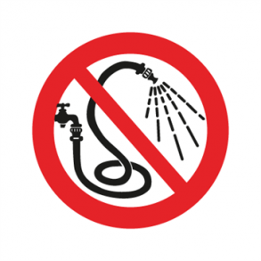 Skilt Forbudsskilt rund Forbudt at sprjte med vand