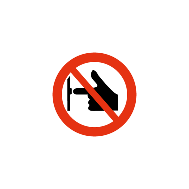 Skilt Forbudsskilt rund M� ikke startes/sluttes