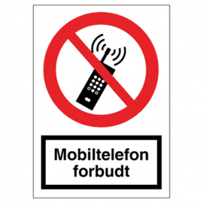 Skilt Forbudsskilt Mobiltelefon forbudt