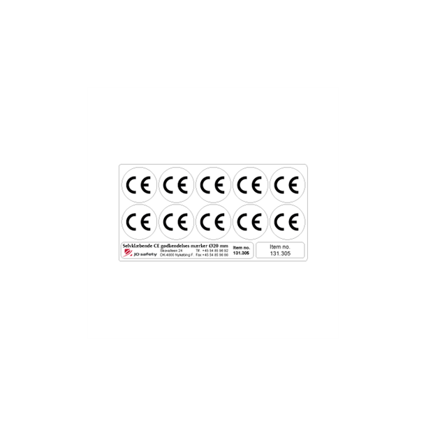 Skilt Etiketter CE-m�rker runde ark a 10 stk 