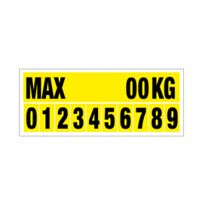 Skilt Etiketter st MAX kg og tal 10 stk 90 x 220 mm