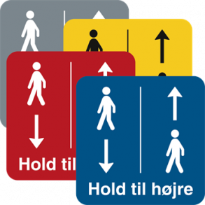 Skilt P�budsskilt Gulvskilt Hold til h�jre rutemarkering 400 x 400 mm