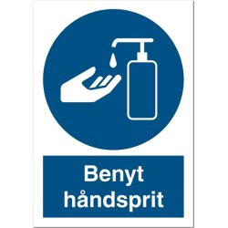 Skilt Pbudsskilt Benyt hndsprit dispenser