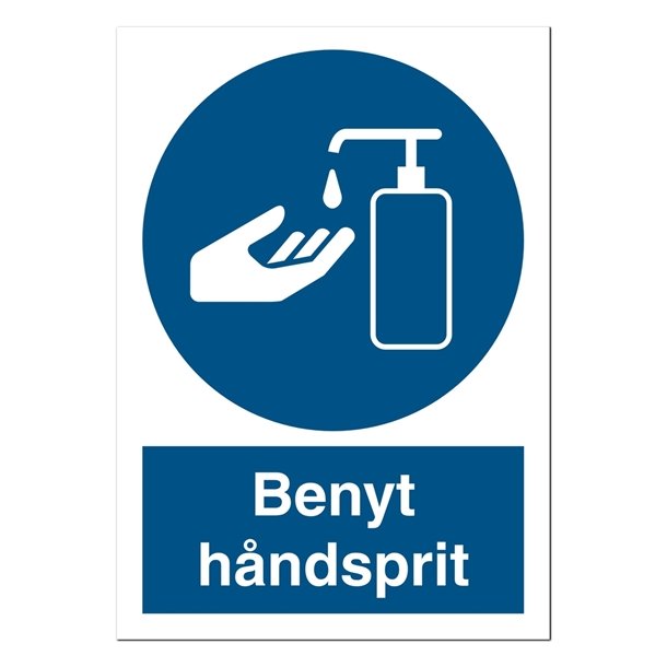 Skilt P�budsskilt Benyt h�ndsprit dispenser