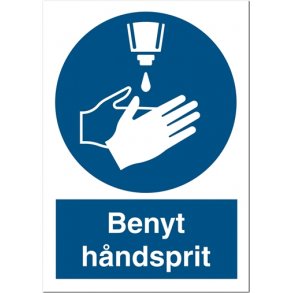 Skilt P�budsskilt Benyt h�ndsprit automatisk dispenser 