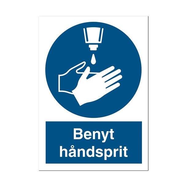 Skilt P�budsskilt Benyt h�ndsprit automatisk dispenser 