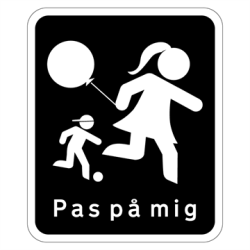 Skilt Privatretlig sort skilt Legende brn Pas p mig 