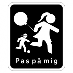 Skilt Privatretlig sort skilt Legende b�rn Pas p� mig 