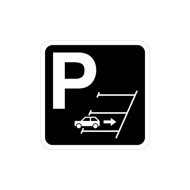 Skilt Parkering P-plads skilt i sort og hvid Kun bagl�ns parkering 