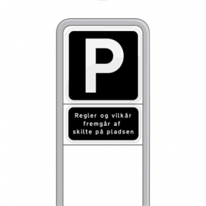Skilt Parkering Privatretlig P-skilt med galge og undertavle 1-sidet