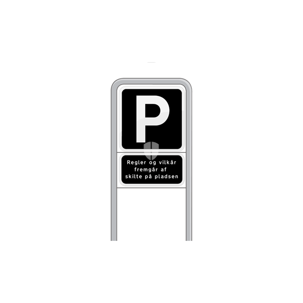 Skilt Parkering Privatretlig P-skilt med galge og undertavle 2-sidet