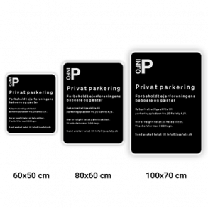 Skilt Parkering med egen tekst logo private parkeringsomrder sort privatretlig tavle