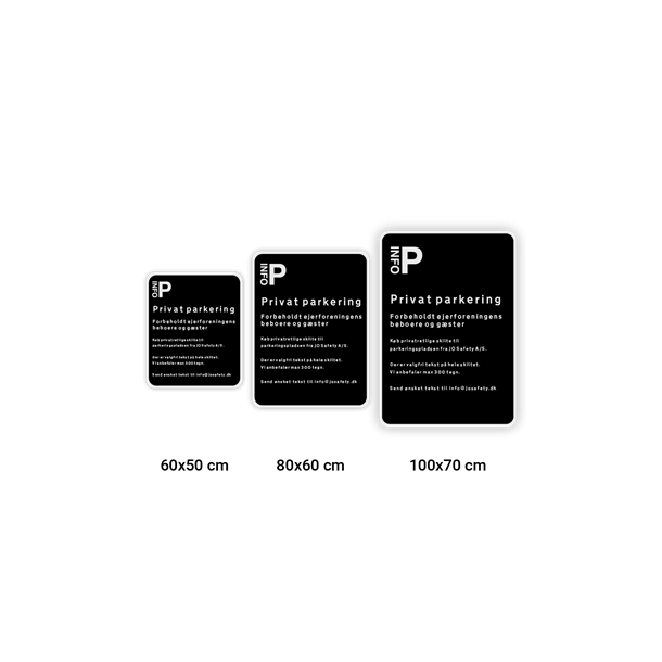 Skilt Parkering med egen tekst logo private parkeringsomr�der sort privatretlig tavle