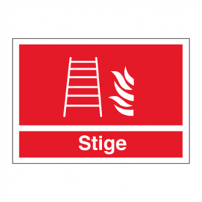 Skilt Brandskilt Brandstige med tekst