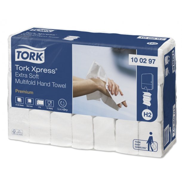 Tork Premium H2 Xpress Extra Soft multifold h�ndkl�deark hvid 340x212mm 2 lag