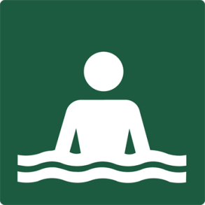 Skilt Naturstyrelsen Badestrand Lakeret Aluminium 100 x 100 mm NSS08