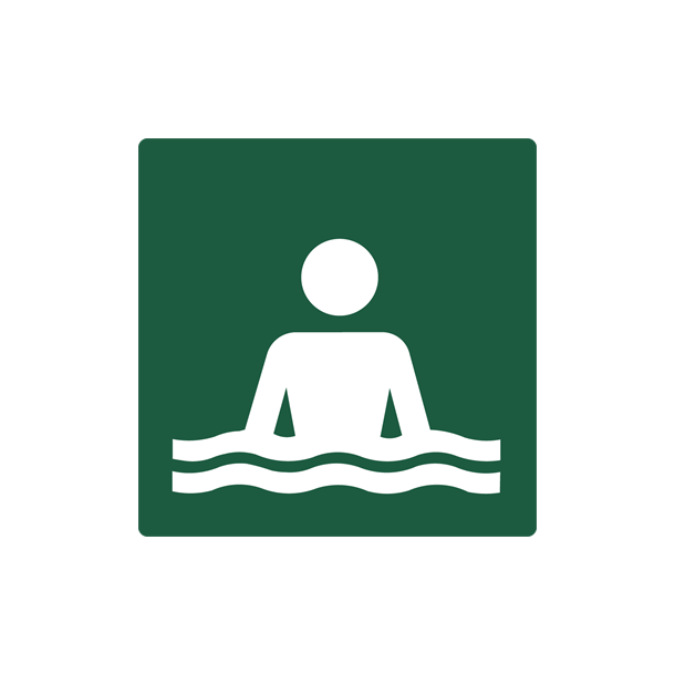 Skilt Naturstyrelsen Badestrand Lakeret Aluminium 100 x 100 mm NSS08