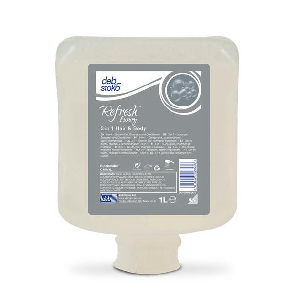 Deb Stoko Refresh Luxury 3 in 1 Hair &amp; Body 1l pk a 6 stk