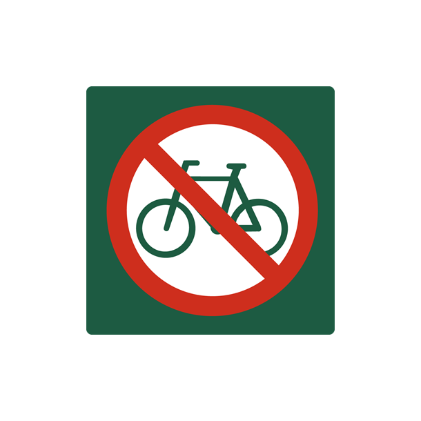 Skilt Naturstyrelsen Cykling forbudt Aluminium 10 x 10 cm NSF02