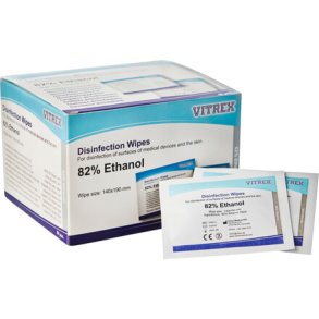 Vitrex Desinfektionsserviet 85% ethanol 14x19 cm enkeltpakket pk a 50 stk