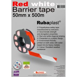 Rubaplast Afsprringsbnd Rd/Hvid 500m x 5cm