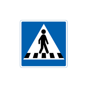 Skilt Fodg�ngerfelt venstrevendt E 17,1 oplysningstavle