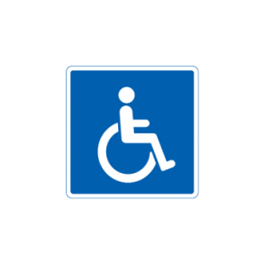 Skilt Handicapskilt til vejledning og reservation for invalide oplysningstavle h�jrevendt