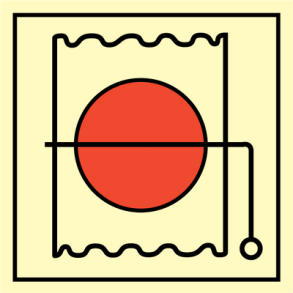 Skilt Fire damper in vent duct - Photoluminescent Self Adhesive Vinyl - 150 x 150 mm