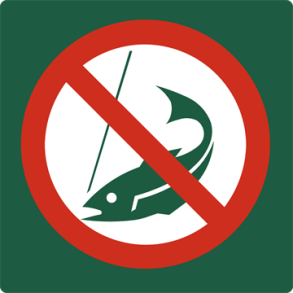 Skilt Naturstyrelsen Fiskeri forbudt Aluminium 10 x 10 cm NSF07