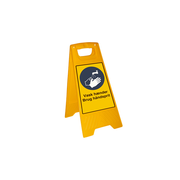 Skilt Vask h�nder Brug h�ndsprit Fritst�ende skilt plast