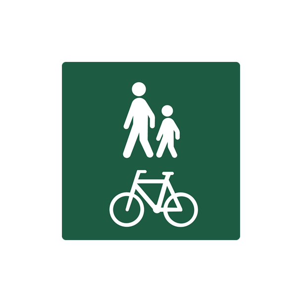 Skilt Naturstyrelsen Gang- og cykelsti Lakeret Aluminium 10 x 10 cm NSA12