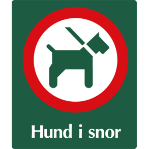 Skilt Naturstyrelsen Hund i snor Aluminium 10 x 12 cm NSA18