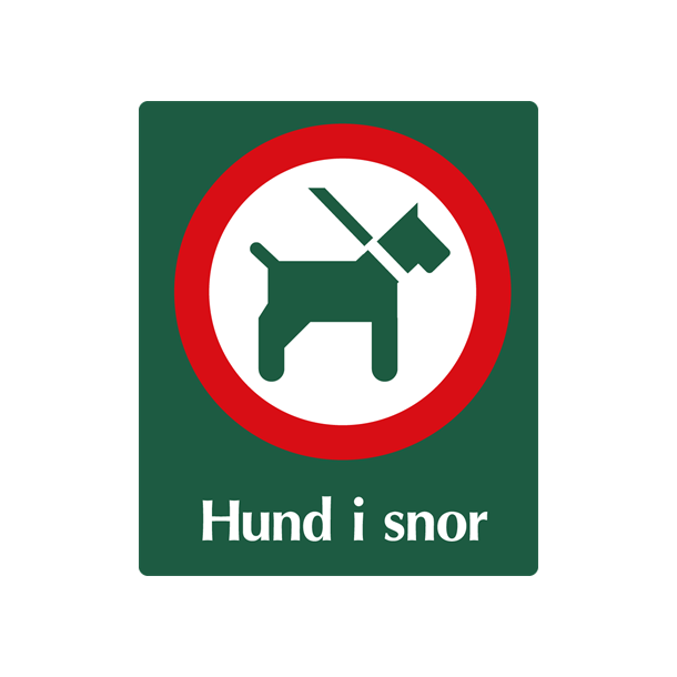 Skilt Naturstyrelsen Hund i snor Aluminium 10 x 12 cm NSA18